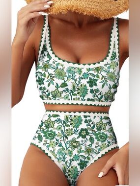 SHEWIN Women’s Floral Whip Stitch Bikini Set Sz M NWT
